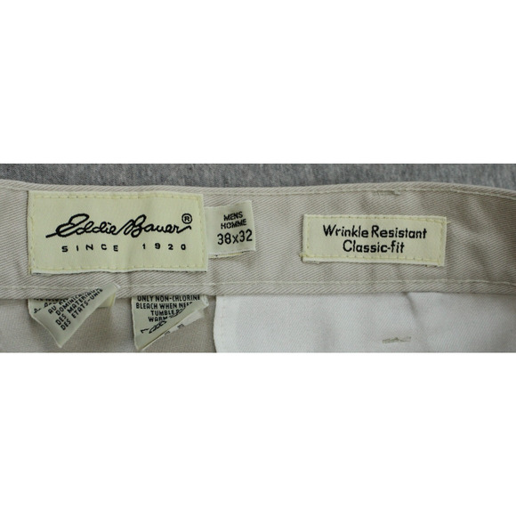 Eddie Bauer Pants Mens 38 X 32 Beige 100% Cotton Wrinkle Resistant Classic Fit - Picture 3 of 8